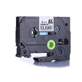 Utángyártott szalag Brother TZ-FX111/TZe-FX111, 6mm x 8m, flexi, fekete nyomtatás / átlátszó alapon