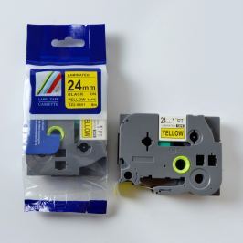 Utángyártott szalag Brother TZ-S651/TZe-S651 24mm x 8m erősen ragadó, fekete nyomtatás/sárga alapon