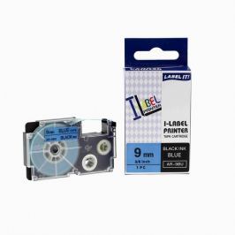 Utángyártott szalag Casio XR-9BU1, 9mm x 8m fekete nyomtatás / kék alapon