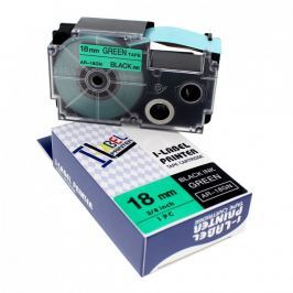 Utángyártott szalag Casio XR-18GN1, 18mm x 8m fekete nyomtatás / zöld alapon