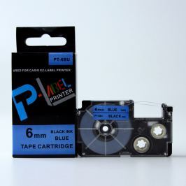 Utángyártott szalag Casio XR-6BU1, 6mm x 8m fekete nyomtatás / kék alapon