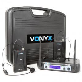 Vonyx WM512H, 2 csatornás UHF adó rendszer, övre tehető adó, kijelző