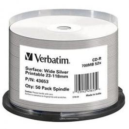 VERBATIM CD-R 80 52x PRINT. Wide Silver Inkjet spindl 50pck/BAL